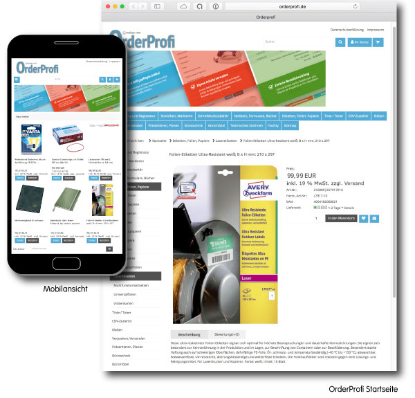 OrderProfi Online-Shop Screenshot